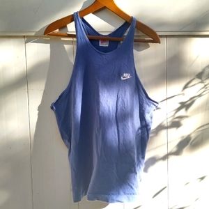 Vintage Nike Racerback Cotton Blue Workout Single Stitch Hem Tank Top Size Large